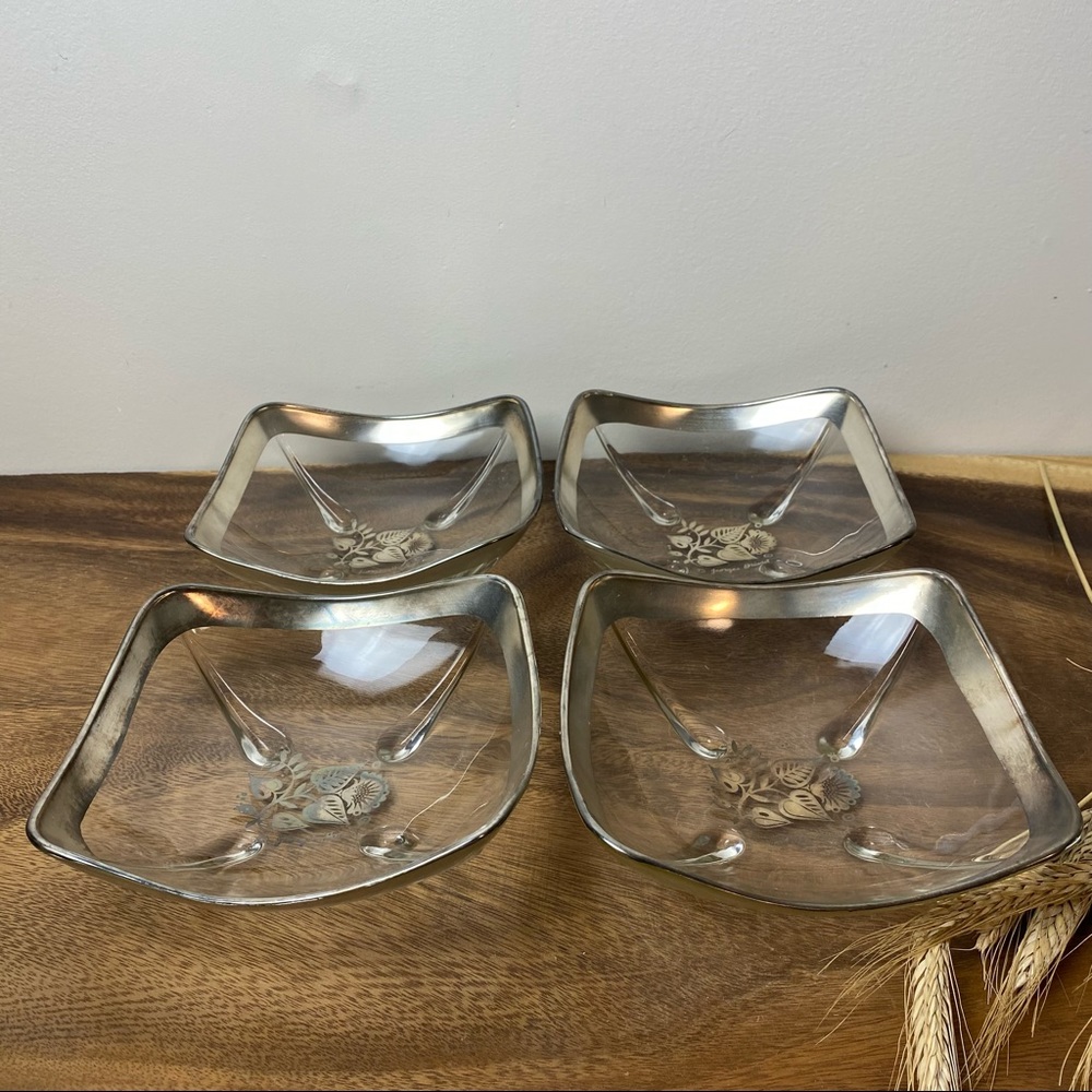 Set of Georges Briard Sterling Silver Overlay Glass Bowls